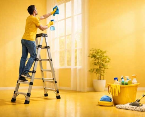 نردبان برای نظافت