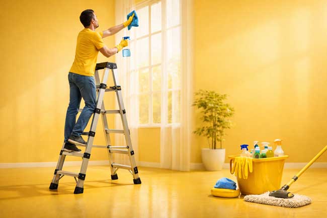 نردبان برای نظافت