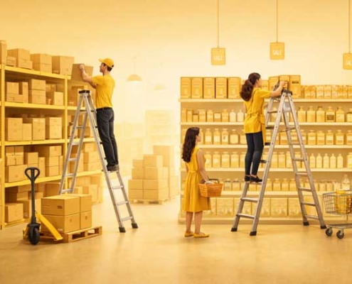 کاربرد-نردبان-در-فروشگاه‌ها-و-انبارها